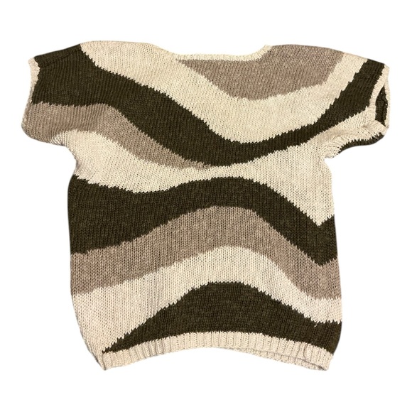 Rafaella Wave Pattern Sweater in Cream and Brown - Picture 2 of 5